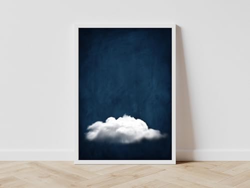 Affiche décorative maximaliste nuages indigo art mural surréaliste salon