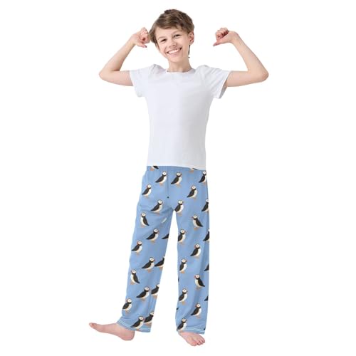 Puffins Blue Pattern Pajama Pants Soft PJ Bottoms Lounge Pants for Sleepwear Sport Size 6-14 Years3