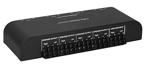 Image of 61051 2 or 4 Way Speaker Switch, 1 in 2 Out or 1 in 4 Out Way Pair Stereo Speaker Selector W /Screw Type Connections Metal Non-Slip Box - Black (1 x 4 Way)