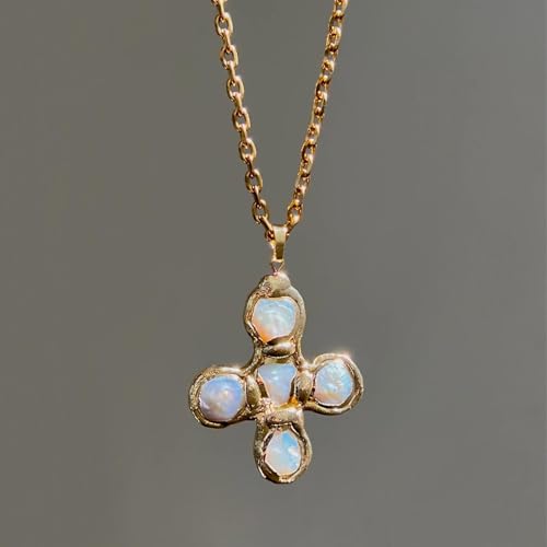 Colorful Cross Zircon Pendant Necklace, Dainty Gold Cross Pendant Necklace, Adjustable Chain Jewelry for Women3