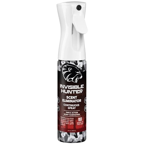 INVISIBLE HUNTER Zone Protects Scent Eliminator - 10oz Continuous Spray, Triple Action Odor Eliminator for Skin & Clothing