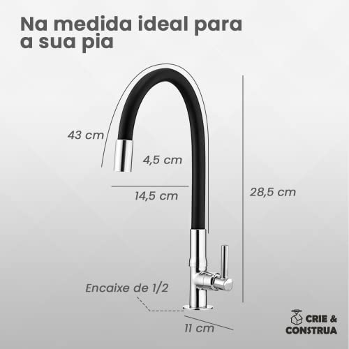 Torneira Tubo Gourmet Borracha Base Mesa GW Comercial