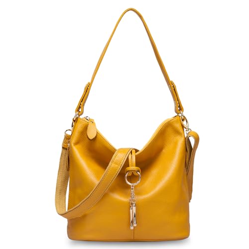 Image of Fashion Designer Women Shoulder Bag Metal Tassel Real Leather Tote Handbag Ladies Crossbody