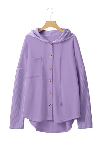 Image of SHEWIN Women Oversized Hooded Sweatshirt Loose Fit Casual Button Hoodies with Pocket 2026