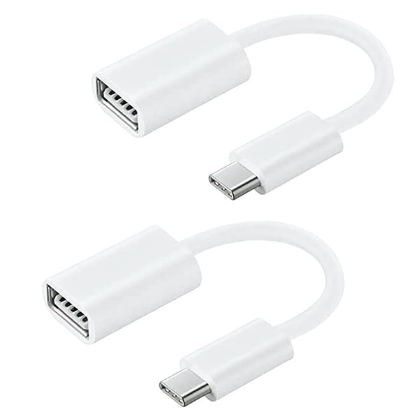 Big-E OTG USB-C 3.0 Adapter (2 Pack) Compatible with Samsung Galaxy S20 FE 5G for Multi use Functions Such as Keyboard, Thumb Drives, mice, etc. (White)