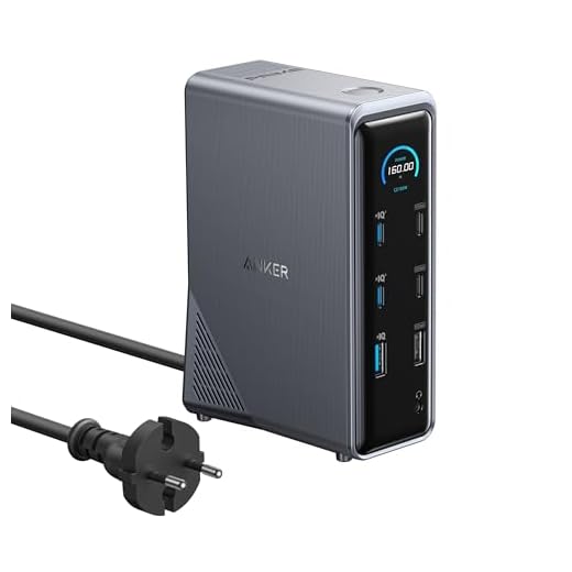 Anker Prime Dockingstation, 14-Port mit 160W Max. Leistung, 10Gbit/s schnelle Datenübertragung, smartes Interface in Echtzeit, Audio und Ethernet Ports, Dual 4K Displays für Dell, MacBook und mehr