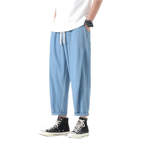 LIXINGHEITANG Jeans Mens Summer Thin Style and Loose Pants Large Size Straight Casual