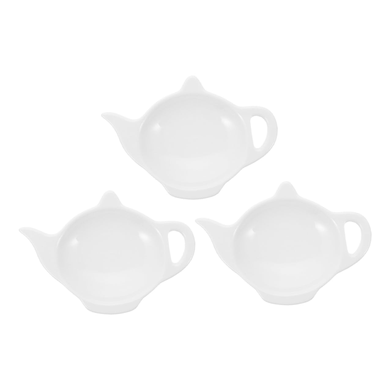 SHOWERORO 3pcs Teapot Shaped Ceramic Tea Bags Cute Dish Saucer for Afternoon Tea Functional Holders for Spices and Sauces Elegant Table Accessory