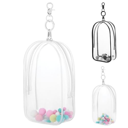 Mowouhn Large Clear Figure Display Bag with Keychain Case Blind Box Keychain Carrying Case Lipstick Charm for Collectibles