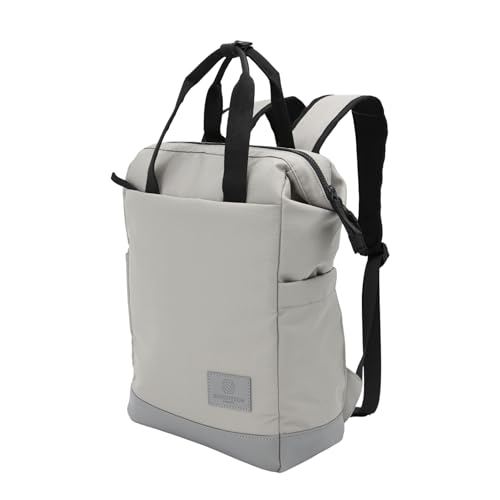 SEVENTEEN LONDON Waterloo Laptop Backpack, 15 Laptop, Water Resistant, Recycled RPET Materials, Casual Bag for Travel, Work or College (Light Grey)