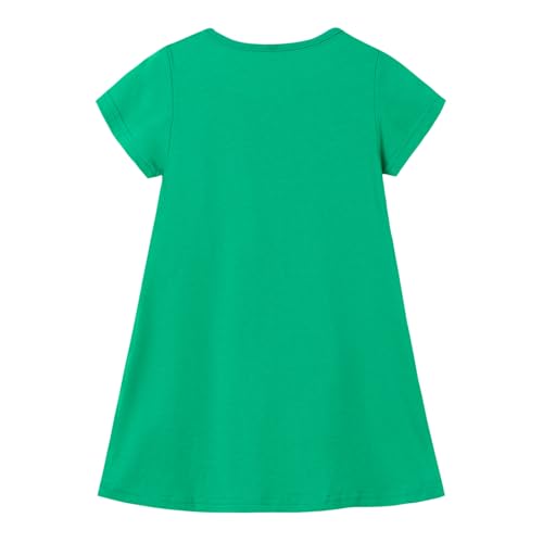 Image of HILEELANG Toddler Girl Short Sleeve Easter Dress Cotton Casual Jersey Shirt Playwear Applique Dress
