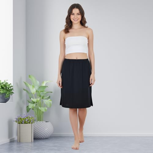 Image of Aimly Women's Cotton Knee Length Skirt Slip - Pack of 2