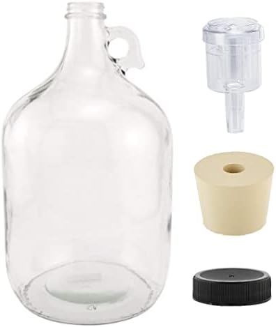 North Mountain Supply 1 Gallon Glass Fermenting Jug with Handle, 6.5 Rubber Stopper & Five Star - Star San - 16 Ounce - Brew Sanitizer High Foaming Acid