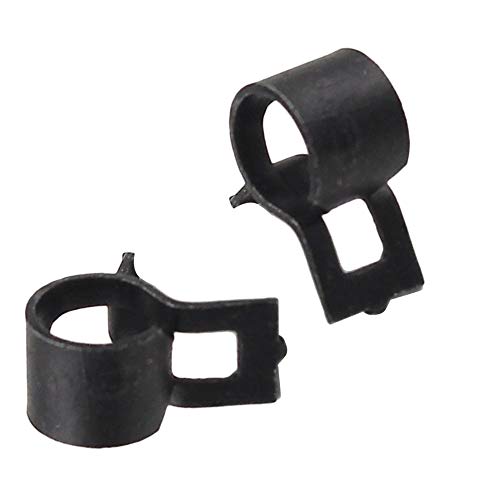 Kyuionty 50Pcs Spring Band Type Clips 6mm(1/4Inch) Air Hose Tube Water Pipe Fuel Hose Line Vacuum Hose Clamp, Fit 6.5-7.2mm OD (Black)