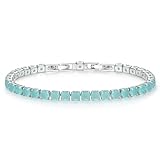 Toplstud Tennis Bracelets for Women Blue Crystal Cubic Zirconia Bracelet Sliver Classic Diamond, Hypoallergenic Prom Jewelry Gifts