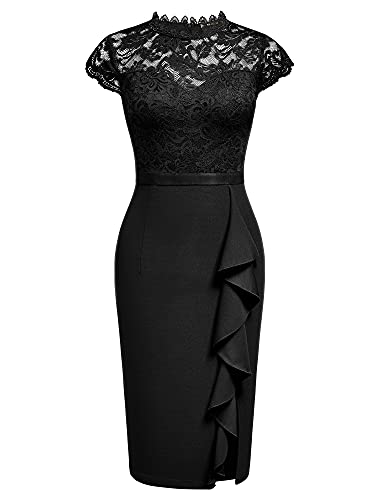 Image of Miusol Women's Retro Floral Lace Ruffle Style Cocktail Mini Dress