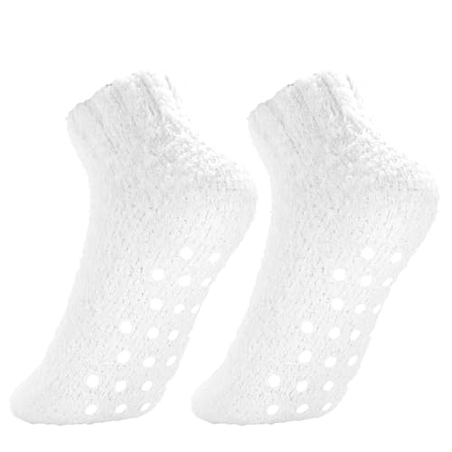 ALLY-MAGIC Fluffy Socks for Women Winter Warm Cosy Slip Socks Cozy Socks Soft Fuzzy Socks Girls Home Socks Christmas Socks Gifts Y6-SHFHW(White)