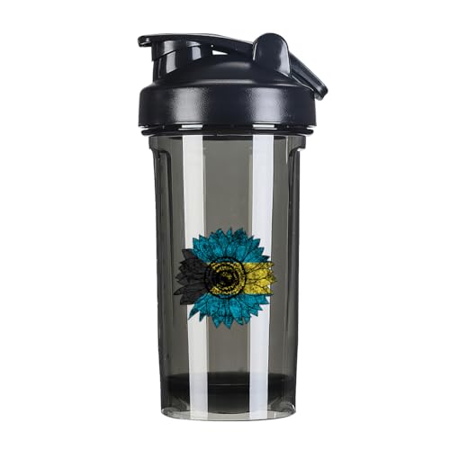 Vintage Sunflower Bahamas Bahamian Flag 18 Ounce Shaker Bottle Drink Mixer Leak-proof Pre Workout Protein Shakes Meal Replacement Shakes Bottles 500ML/18 Oz Black