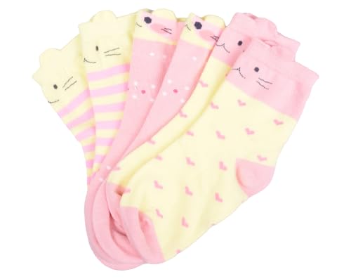 T.H.L.S Girls Socks 5 Pairs Kids Cotton Winter Thicker Animals Cat Bear Toddler Crew Socks Age 0-15 Year3