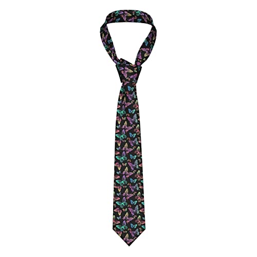HLBSDM Corbata de hombre con estampado de mariposas arcoíris, corbata informal para padrinos de boda.