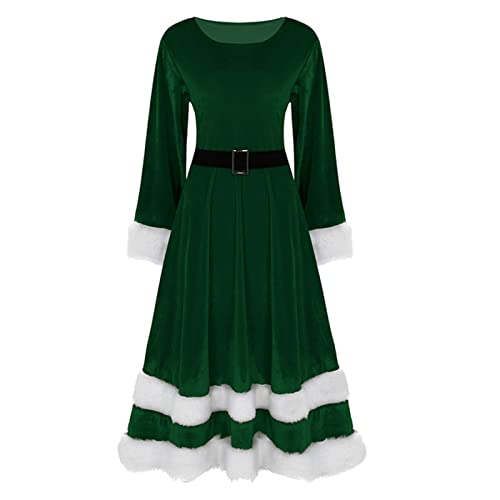Disfraz de Papá Noel suave para mujer, vestido de Navidad para mujer, verde, S