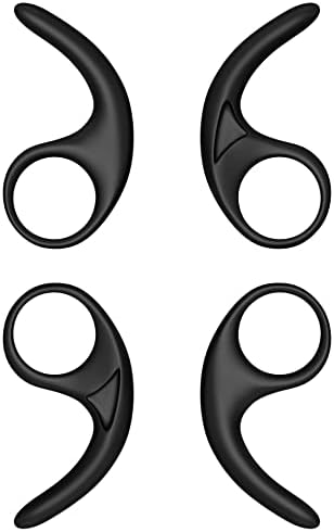 Sounce Anti-Slip Silicone Ear Buds 2-Pair 4-Pcs Silicone Earphone & Bluetooth Ear Hook Medium Size Ear Hooks Plugs for in-Ear Neckband and Earphone 9MM-13MM – [Black]