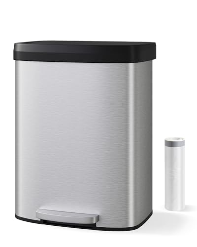 Caneca de basura rectangular de acero inoxidable 60L