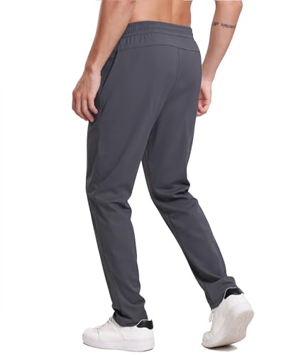 RPOVIG 3 Pack Men's Athletic Sweatpants with Zipper Pockets Workout Gym Running Hiking Active Cooling Stretch Joggers Pants3