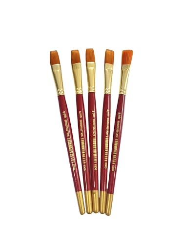 Image of polo Synthetic Hair Flat Brushes 8 | Pack of 5 | Professional Fine Edge Paintbrush Set for Acrylic, Watercolor & Oil Painting | Soft Bristles for Smooth & Even Strokes