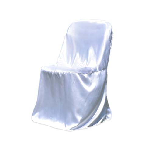 Sparkles Make It Special Satin Folding Chair Covers - Premium, Durable Dining Chair Covers for Party Events, Wedding, Reception, Restaurant, Formal and Casual Decorations - White, 1 pcs