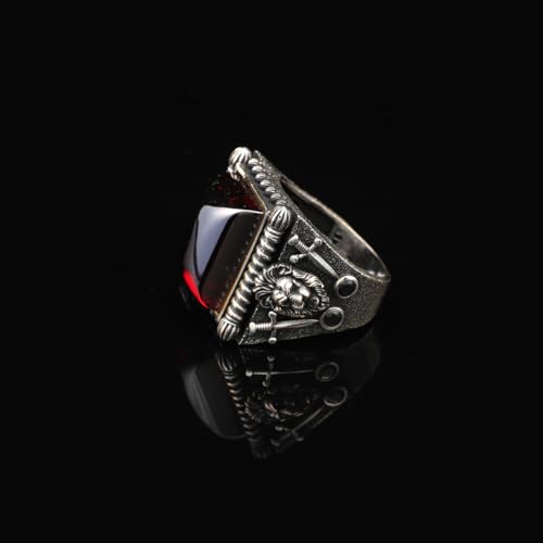 Bague rubis lion épée argent 925 contre ternissement - 5