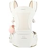 Bebamour Baby Carrier with Hip Seat,All-Position Breathable Mesh Hip Seat & Carrier 0-36Months with Head Hood, 3 PCS Teething Pads, Waist Extender,Storage Bag & Pacifier Case(Khaki)