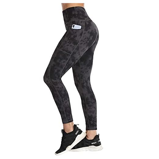 RAYPOSE Leggings femininas de treino com bolsos 7/8 plus size para ioga controle de barriga (anteriormente Amazon Essentials), Preto, impressão a tinta, M