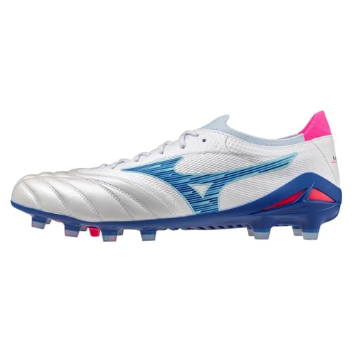 Mizuno Botas de fútbol para hombre, Blanco Turquase Rosa, 43 EU