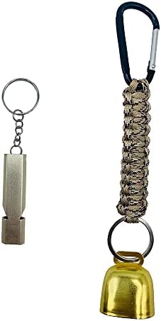 Bear Bell with Whistle Set for Hikers with Emergency Whistle for Survival Hiking Biking Camping Fishing Climbing (Gold)