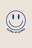 Alpha Xi Delta Sorority Notebook: Trendy Smiley AXD Design DARK BLUE | Ruled & Lined 120-Page 6x9...