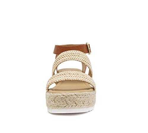 Image of Soda Topic Open Toe Buckle Ankle Strap Espadrilles Flatform Wedge Casual Sandal