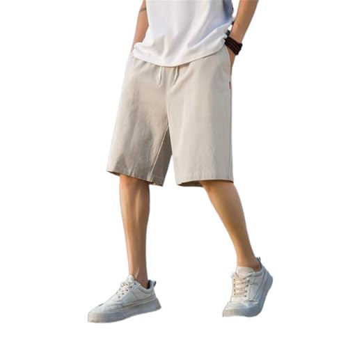 GUOYUXIAO Men's Stretch Waist Casual Shorts Home Gym Summer Quick-Dry Shorts-Khaki-Small