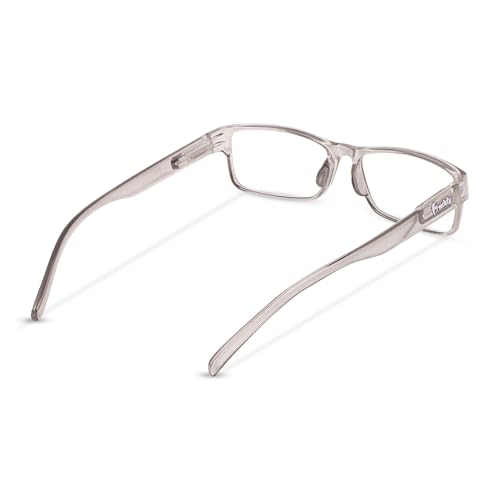 Image of Freddy Full Rim Reading Glasses, Rectangular Frame, Transparent Grey, Unisex, 2 Pack