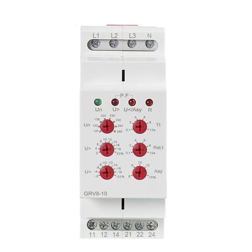 Relé de monitoreo de voltaje trifásico GRV8-10 M460 protector de tensión carril DIN 36mm 2