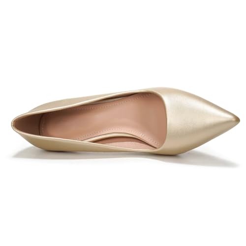Image of Women's Low Kitten Heel Pumps Classic Fashion Dress Pumps Simple Heeled Shoes for Office Work
