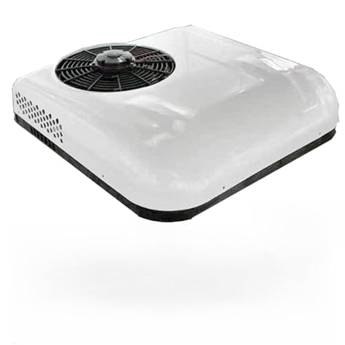Aire acondicionado de techo para autocaravanas, 12 V/24 V, para estacionamiento, minivans, autocaravanas, autobuses, camiones, autocaravanas, excavadoras, autobuses y furgonetas,White-12V