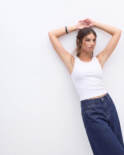 Image of Women's Heavy GSM Cotton Ribbed Tank Top | Sleeveless Athletic Crop Top | Essential Slim Fit (White)