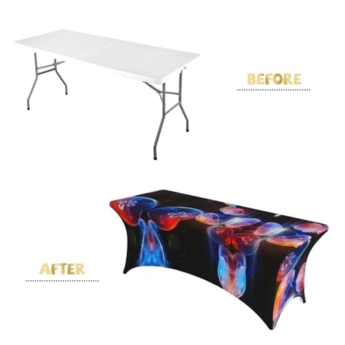 Nappe extensible élasthanne 1,8m imprimé méduses colorées - 5
