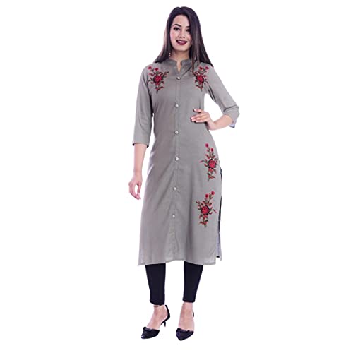Image of Mehsoos Women's Rayon Embroidered Straight Kurta /Ethnic wear /Tradtional Wear Beautifull Color and Size (KKUT002