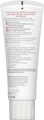 lavera Zahncreme Kids FLUORIDFREI - ohne Farbstoffe - schützt Milchzähne - mild-fruchtig - Bio Calendula & Calcium - Vegan - 75 ml