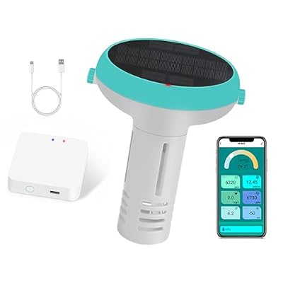 Floating Digital Water Quality Tester – 7-in-1 Smart Pool Water Monitor for pH, Chlorine, Salinity, ORP, EC, TDS, and Temperature – Real-Time Wireless WiFi Monitoring for Pools, Spas, and Hot Tubs
