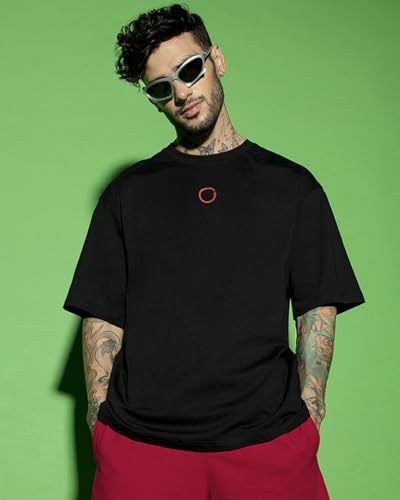 Image of Bewakoof Men's Printed 100% Cotton T-Shirt - Oversized Fit, Round Neck, Half Sleeves