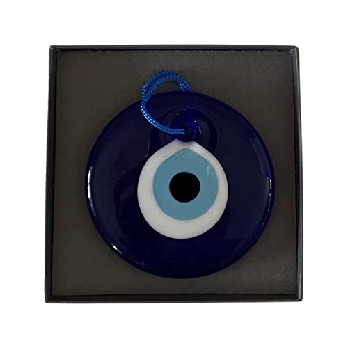 Primeone Cuentas de mal de ojo, amuleto de la suerte, Nazar Boncuk, ojo turco de cristal, ojo griego, protección para colgar la buena suerte, hecho a mano de ojos azules, dije de mal de ojo (7 cm)