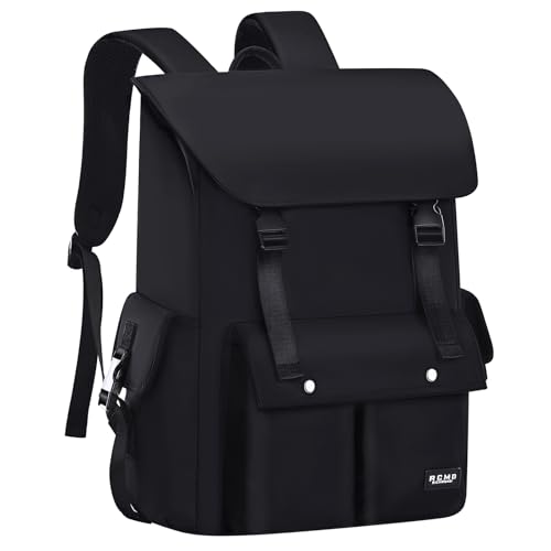 Amythe Zaino Scuola Laptop per Ragazzo, Grande Zaini Scuola Impermeabile, Zainetto da Viaggio Casual Leggero e Moda 20L-Nero